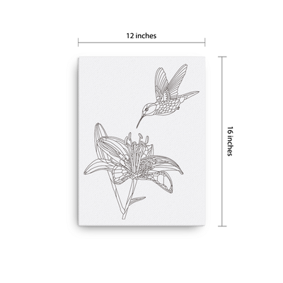 Bare Bones Lily and Hummingbird Canvas